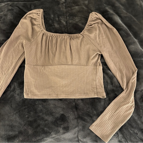 NWT Madewell ribbed square neck long sleeve top Small light umber - Picture 7 of 7